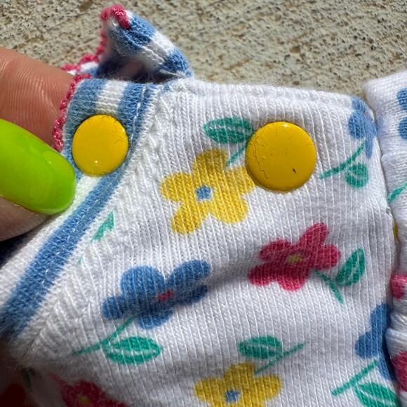 90s Gymboree Bold Primary Color Floral One Piece snap bottom hem ruffles INFANT - Picture 5 of 10